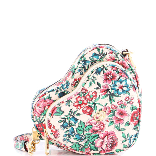 GUCCI Interlocking G Heart Shoulder Bag Diagonal Quilted Printed Leather Mini