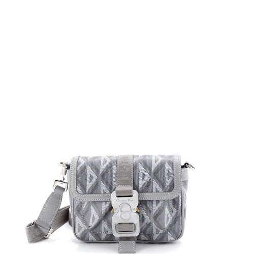 Hit the Road Flap Crossbody Bag CD Diamond Coated Canvas and Leather Mini