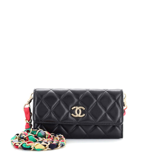CHANEL RIbbon Long Clutch with Chain Flap Bag Quilted Lambskin