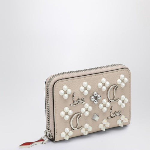 Women's Panettone Coin Purse In Grained Calfskin And Spikes in Beige | 3175223LE