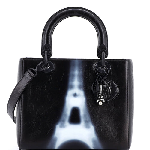 Lady Dior Bag Limited Edition Eiffel Tower Printed Leather Medium