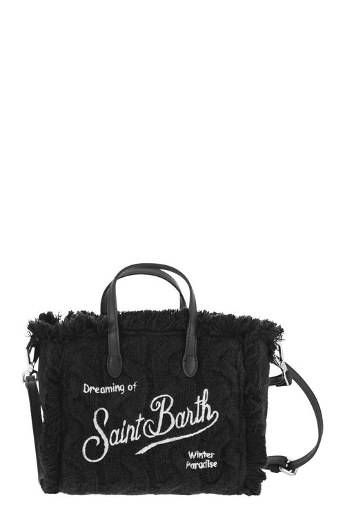 Mini Vanity Bag With Bangs And Embroidered Logo in Black | VAMI007