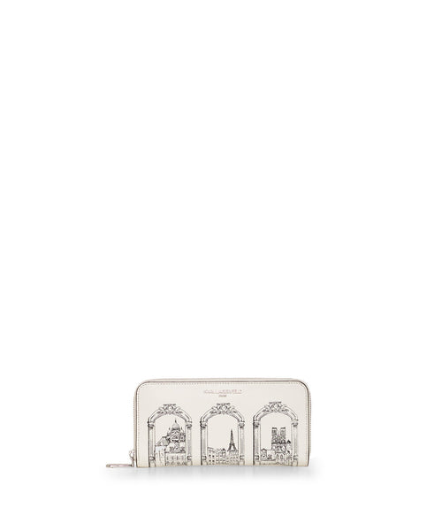 | Women's Paris Scene Small Zip Around Wallet | White/Black/Red