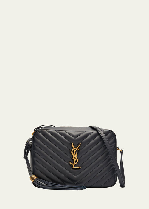 Lou Medium YSL Camera Bag with Pocket and Tassel in Quilted Leather