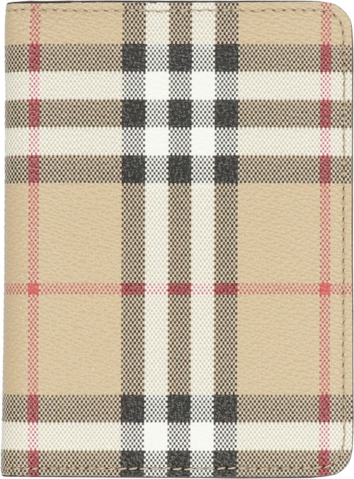 Women's Checked Motif Passport Holder in Beige | 8073975143231 Color A7026