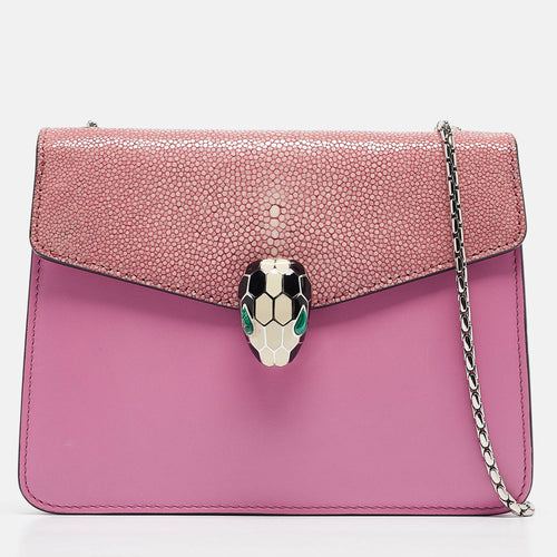 Pink Stingray and Leather Small Serpenti Forever Shoulder Bag