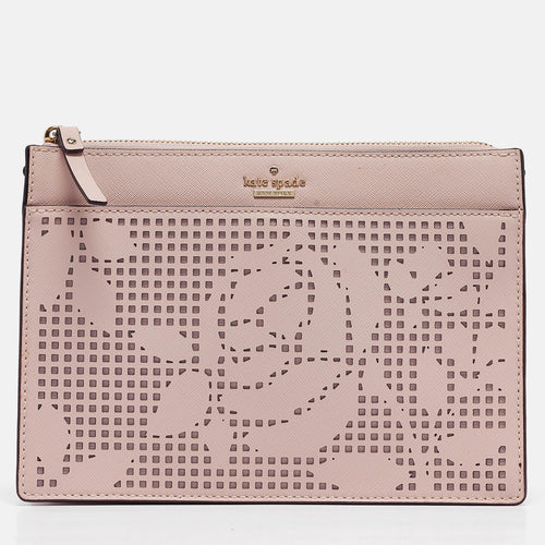 Light Pink Perforated Leather Cameron Street Clarise Clutch Bag
