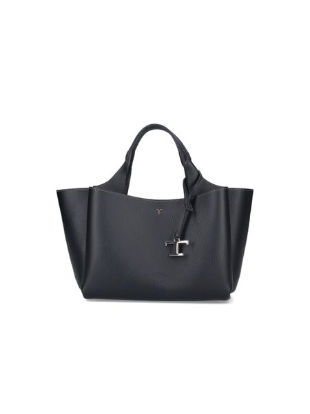 Women's T Timeless Mini Leather Tote Bag in Black | Size UNICA | XBWAPAFL100QRI