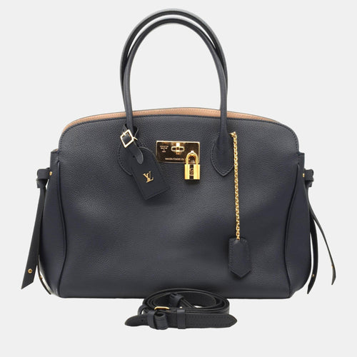 Blue Taurillon Leather Veau Nuage Milla MM Top Handle Bag