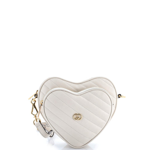 GUCCI Interlocking G Heart Shoulder Bag Diagonal Quilted Leather Mini