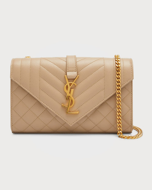 Envelope Triquilt Small YSL Shoulder Bag in Grained Leather