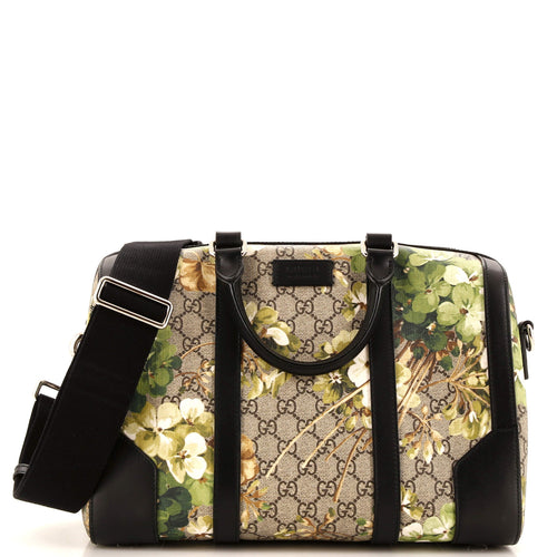 GUCCI Convertible Duffle Bag Blooms Print GG Coated Canvas Small