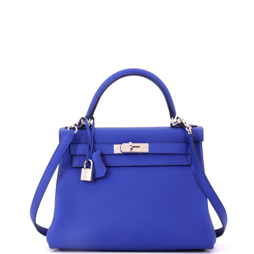 Kelly Handbag Bleu Royal Togo with Palladium Hardware 28