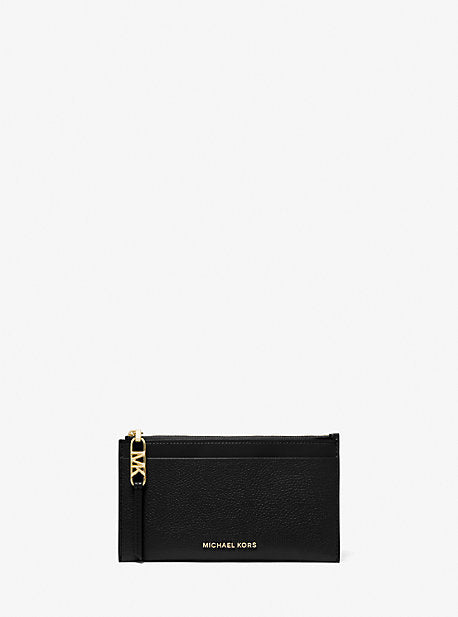 MK Empire Large Pebbled Leather Card Case - Black - Michael Kors