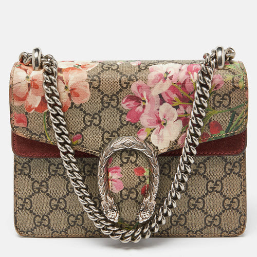 Multicolor GG Supreme Canvas and Suede Mini Blooms Dionysus Shoulder Bag