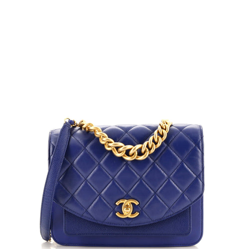 CHANEL Chain Handle Flap Bag Quilted Calfskin with Caviar Small