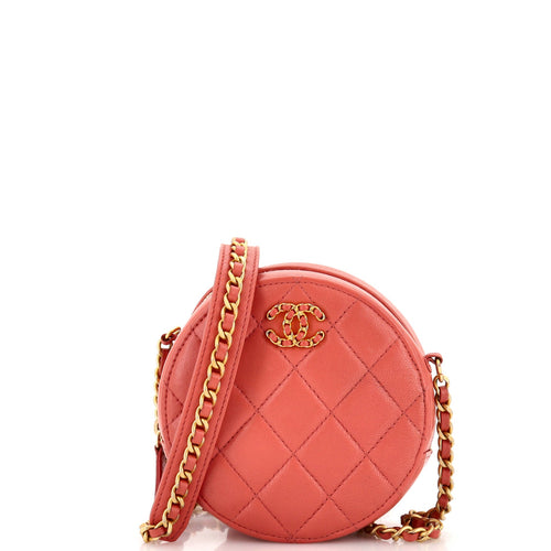 CHANEL Chain Infinity Round Clutch with Chain Quilted Lambskin