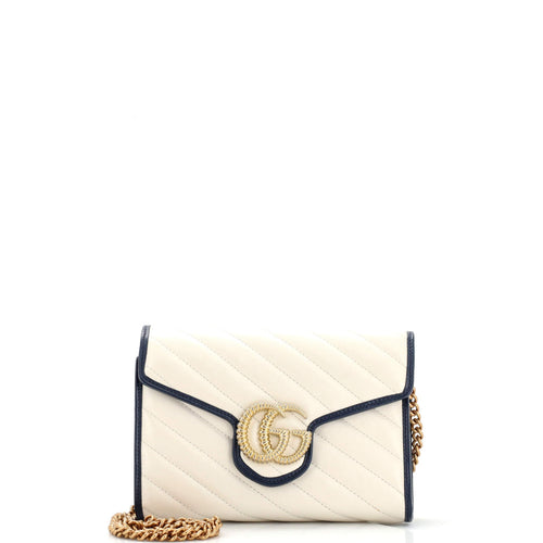 GUCCI GG Marmont Chain Wallet Diagonal Quilted Leather Mini
