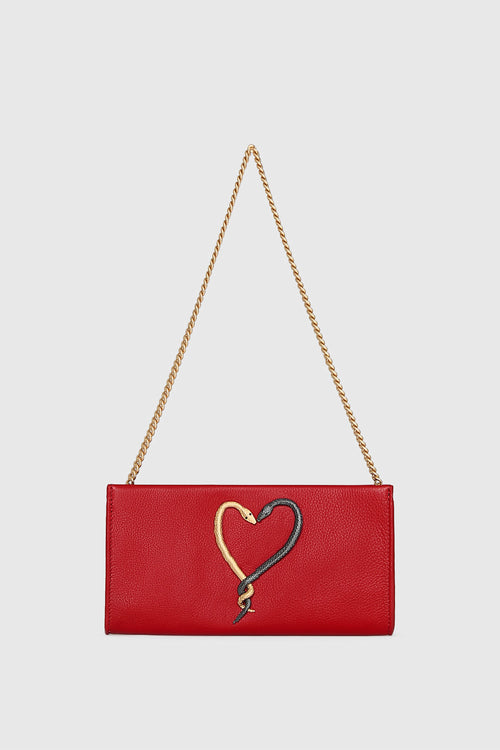 Year Of The Snake Heart Clutch Bag In Seduction Red