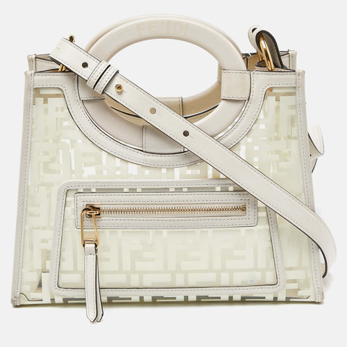 Transparent/Off White Zucca PVC and Leather Small Runaway Shopper Tote