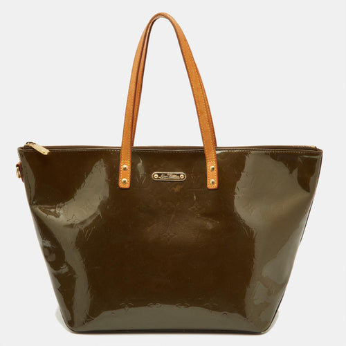 Vert Bronze Monogram Vernis Bellevue GM Bag