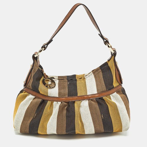 Multicolor Pequin Stripe Canvas and Leather Chef Hobo