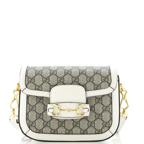 GUCCI Horsebit 1955 Shoulder Bag GG Coated Canvas with Leather Mini
