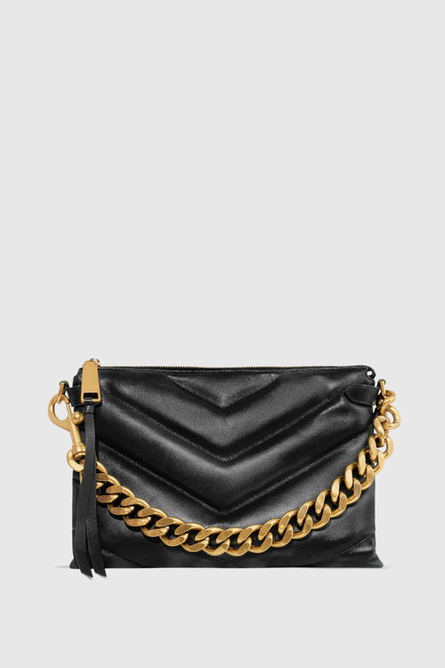 Edie Maxi Crossbody Bag In Black/Antique Brass