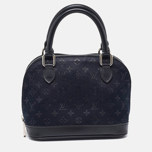 Black Monogram Satin and Leather Limited Edition Alma Mini Bag