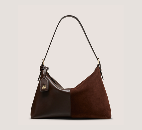 Stuart 5050 Shoulder Bag Handbags, Walnut Brown Calf Leather & Textured Suede, Size: U No Dimension
