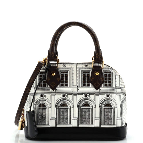 Alma Handbag Limited Edition Fornasetti Architettura Print Leather and Monogram Canvas BB