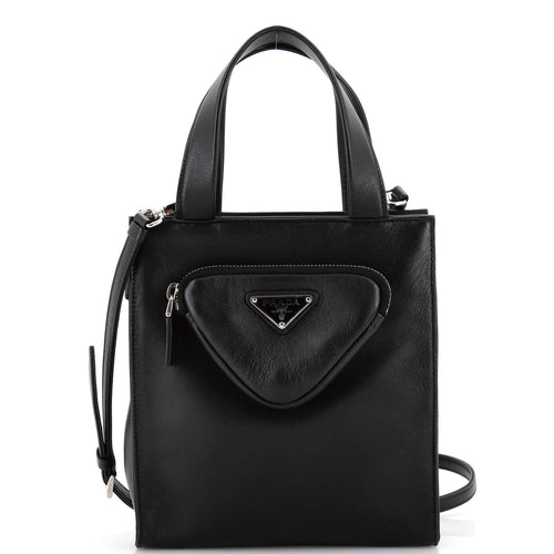 PRADA Convertible Triangle Pocket Shopping Tote Nappa Leather Mini