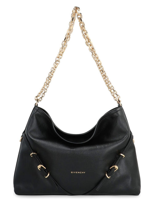 Women's Voyou Chain Leather Shoulder Bag in Black | BB50Y4B1KR Color 001