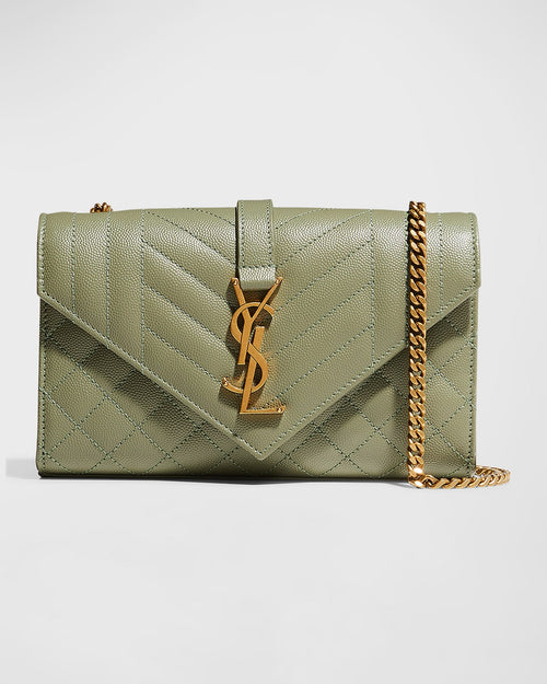 Envelope Triquilt Small YSL Shoulder Bag in Grained Leather