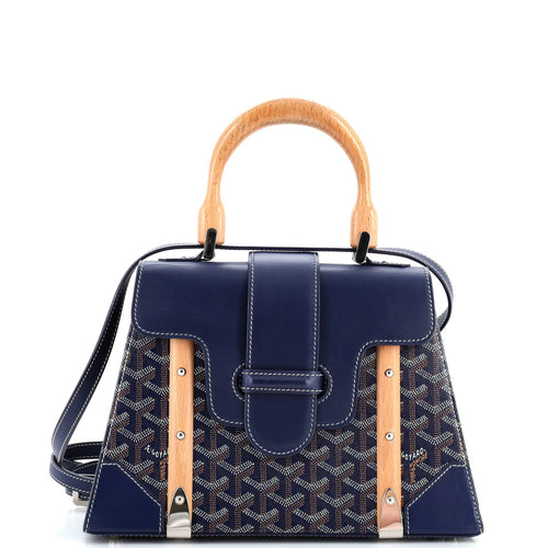 GOYARD Saigon Top Handle Bag Coated Canvas with Leather PM