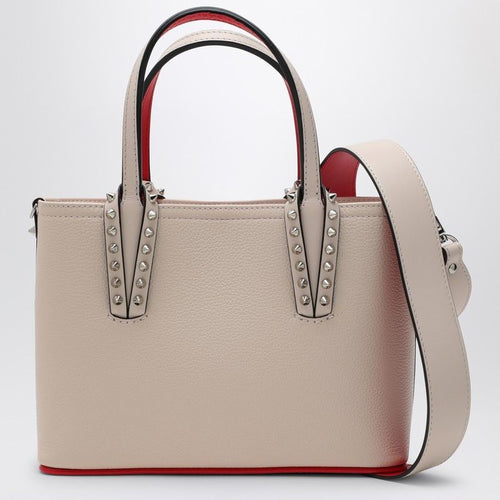 Women's Cabata Ivory Leather Mini Tote Bag With Spikes in Beige | 1205054LE
