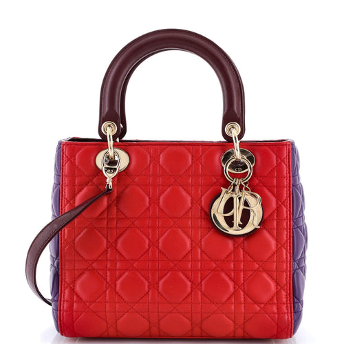 Tricolor Lady Dior Bag Cannage Quilt Lambskin Medium