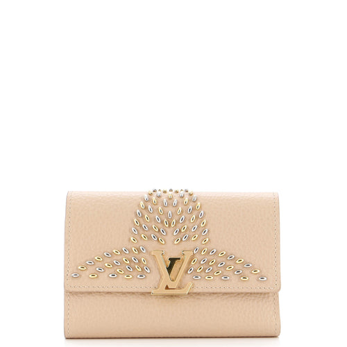 Capucines Wallet Leather with Embellished Detail Compact