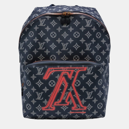 Blue Coated Canvas Monogram Upside Down Apollo Backpack