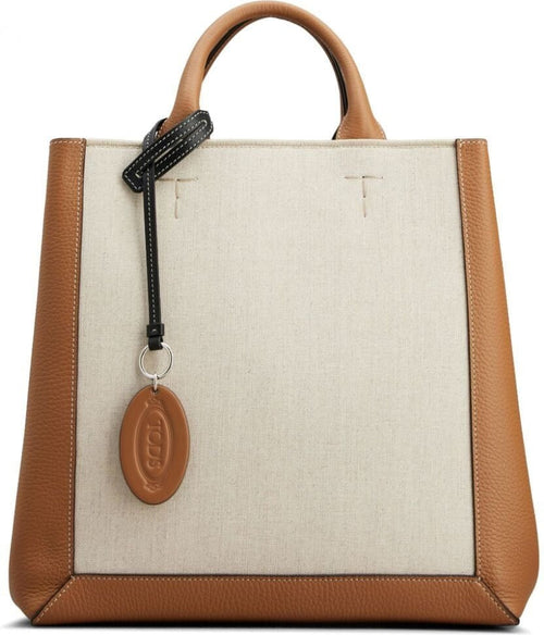 Women's Panelled Leather Tote Bag in Brown | Size UNICA | XBWCLNA0300T48