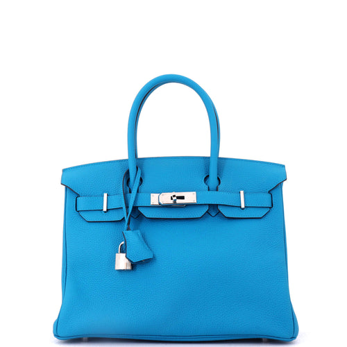 Birkin Handbag Bleu Zanzibar Togo with Palladium Hardware 30