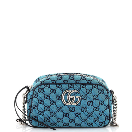 GUCCI GG Marmont Shoulder Bag Multicolor Diagonal Quilted GG Canvas Small