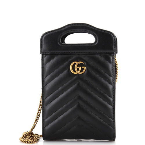 GUCCI GG Marmont Top Handle Convertible Chain Tote Matelasse Leather Mini