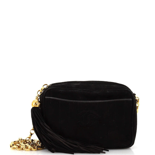 CHANEL Vintage Front Pocket Camera Bag Vertical Quilted Suede Medium