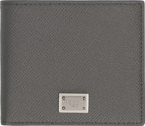 Men's Leather Flap-Over Wallet in Grey | BP1321AG219 Color 8H708