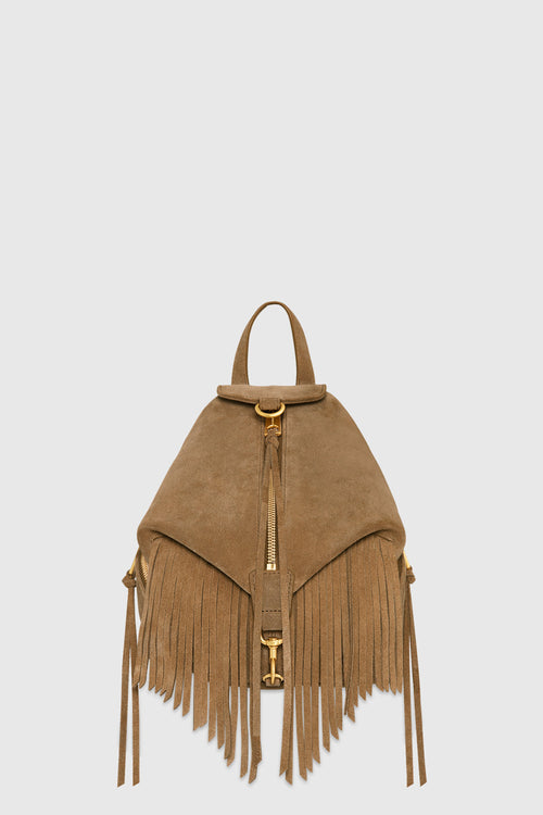 Convertible Mini Julian Backpack With Fringe Bag In Praline