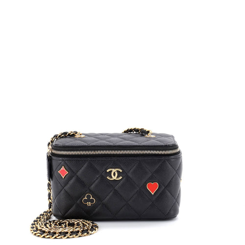 CHANEL Coco Casino Vanity Case with Chain Quilted Caviar Small