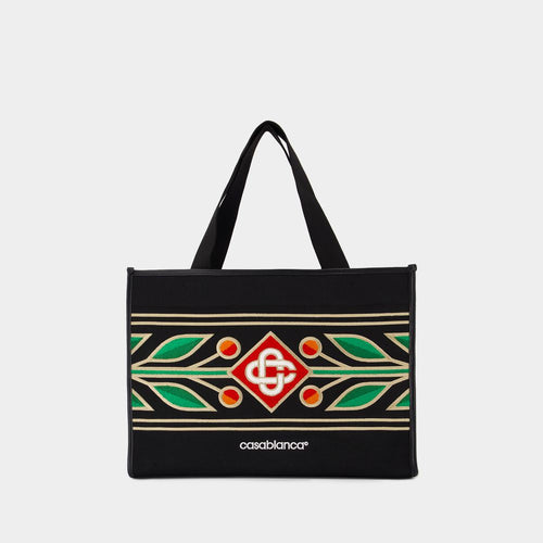 Embroidered Knit Shopper Bag in Black | AF24 Color BAG Color 106 Color 01
