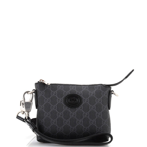 GUCCI Interlocking G Patch Wristlet Messenger Bag GG Coated Canvas Mini