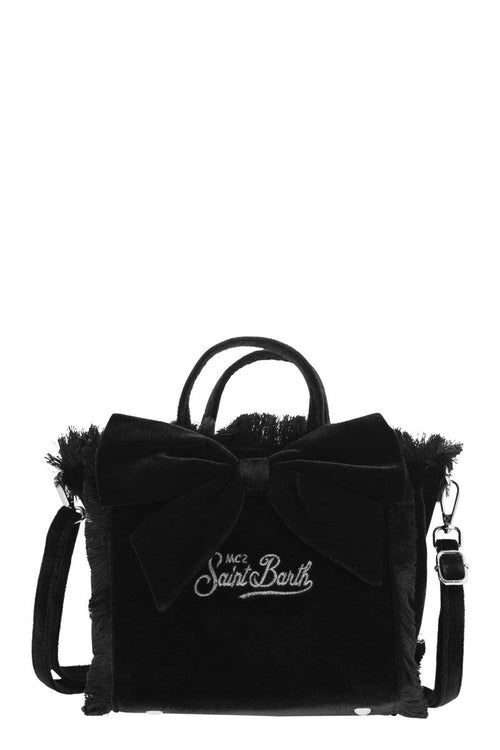 Mini Vanity Bag With Bow And Embroidered Logo in Black | VAMI007